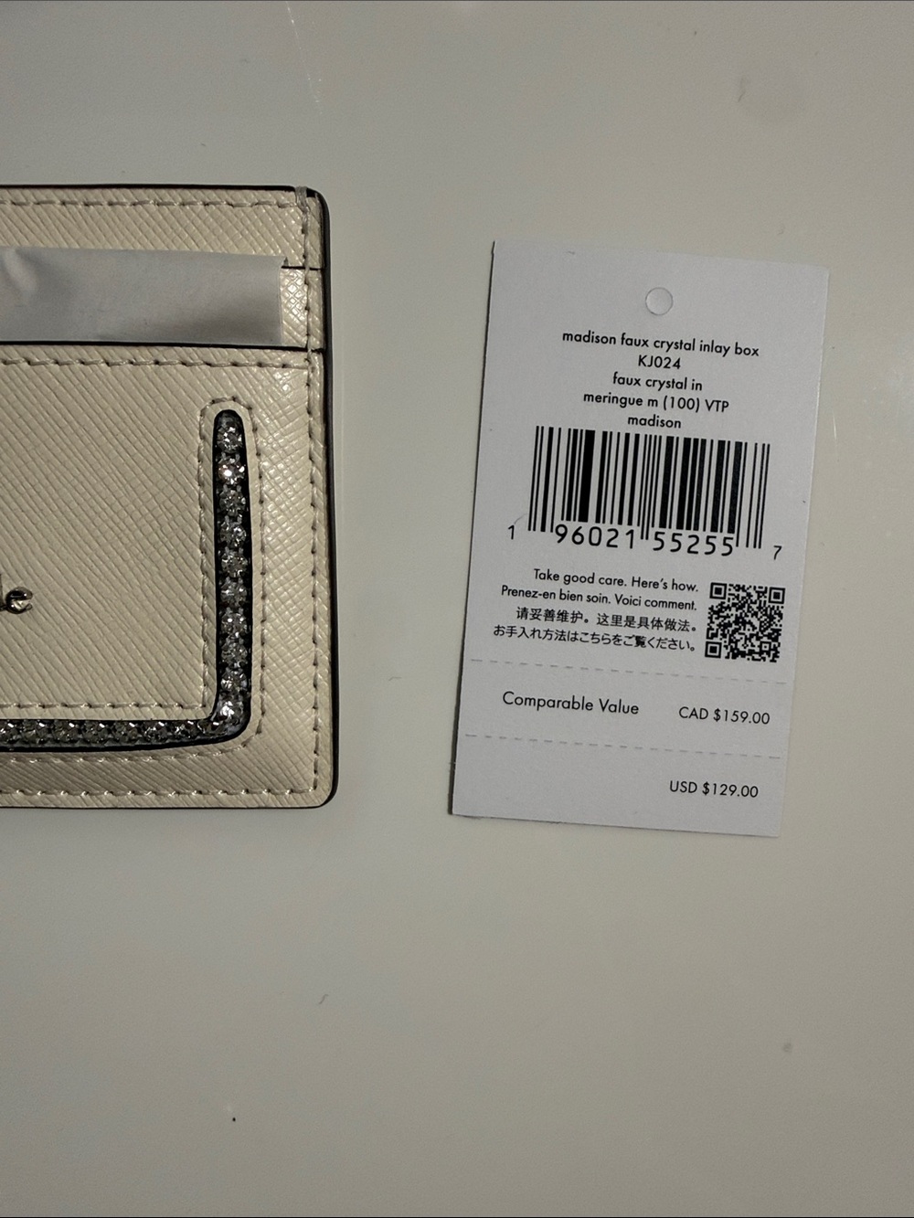 kate spade Cream Leather Card & Key Pocket with Crystal Accent - Picture 10 of 16